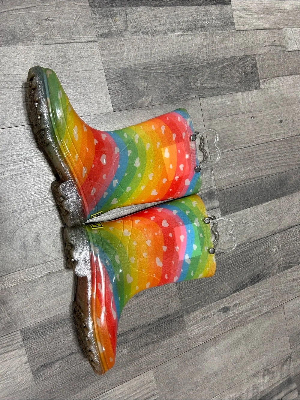 Western Chief Girls Rainbow Heart Rain Boots 11